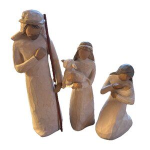 Willow Tree Nativity Set 3pc Joseph Mary Baby Jesus Shepherd Lamb Demdaco 1999